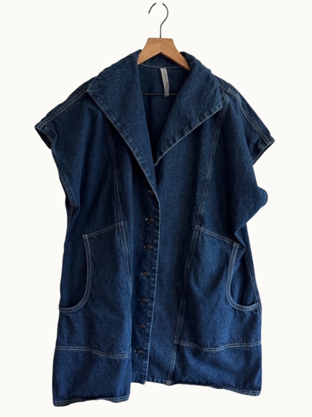 Cynthia Ashby Eris Denim Vest Dress- sz 2 M Lg XL Oversized Lagenlook